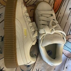 Fenty Cream Sneakers with Brown Soles